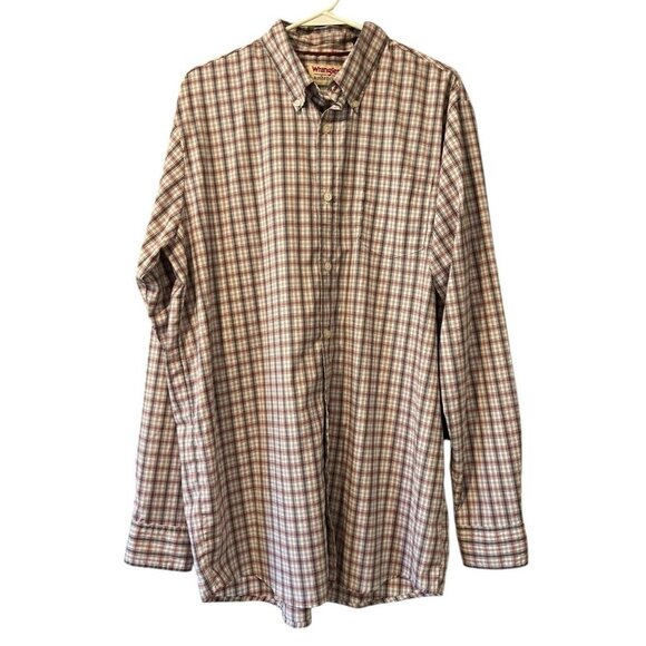 Wrangler Authentics Shirt Mens Size Large Plaid Pocket Long Sleeve Button Down - Picture 1 of 14
